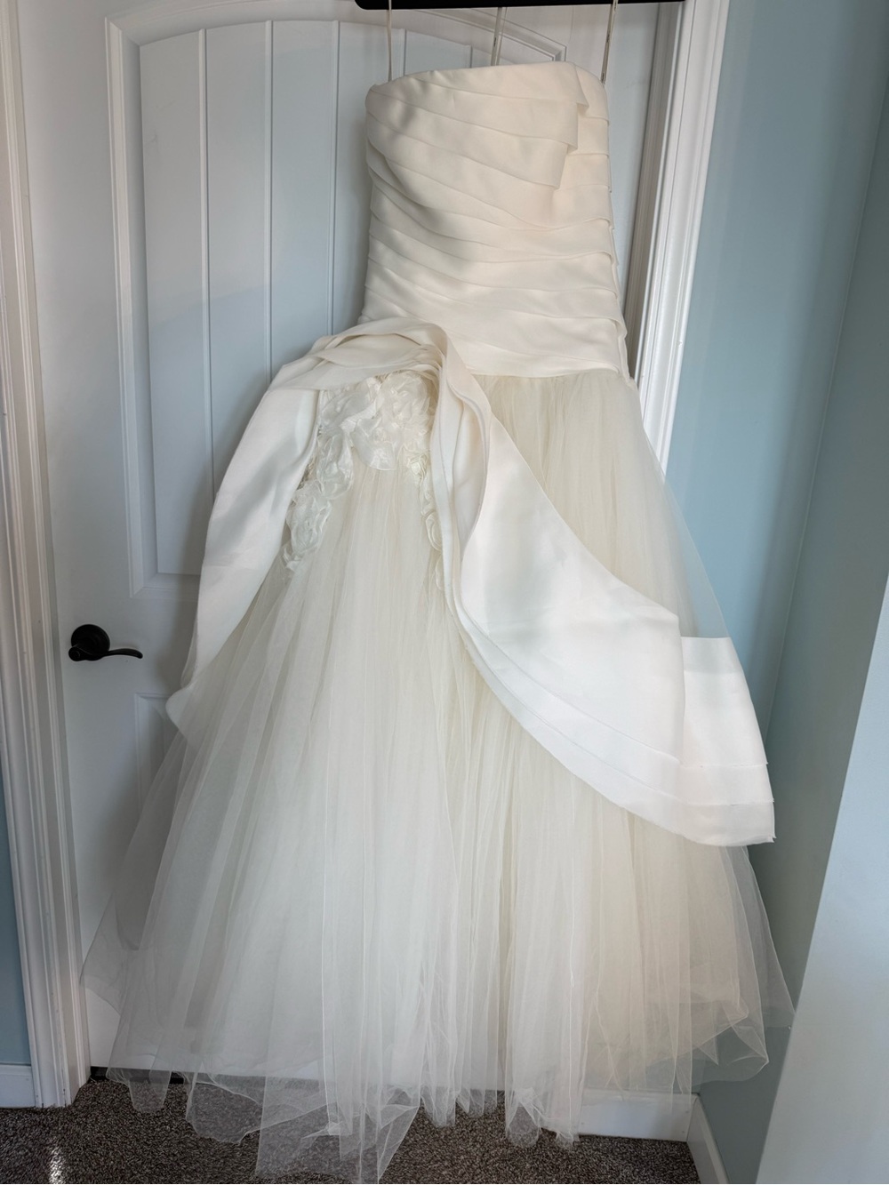 Ivory Strapless Tulle Ball Gown Dress